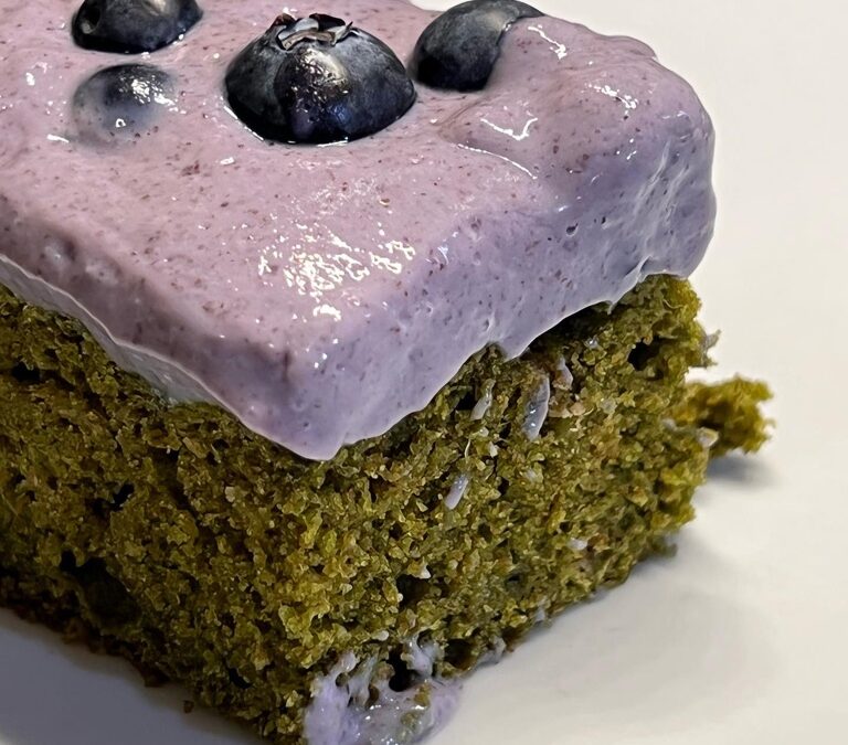 Kale Cake with Blueberry Frosting